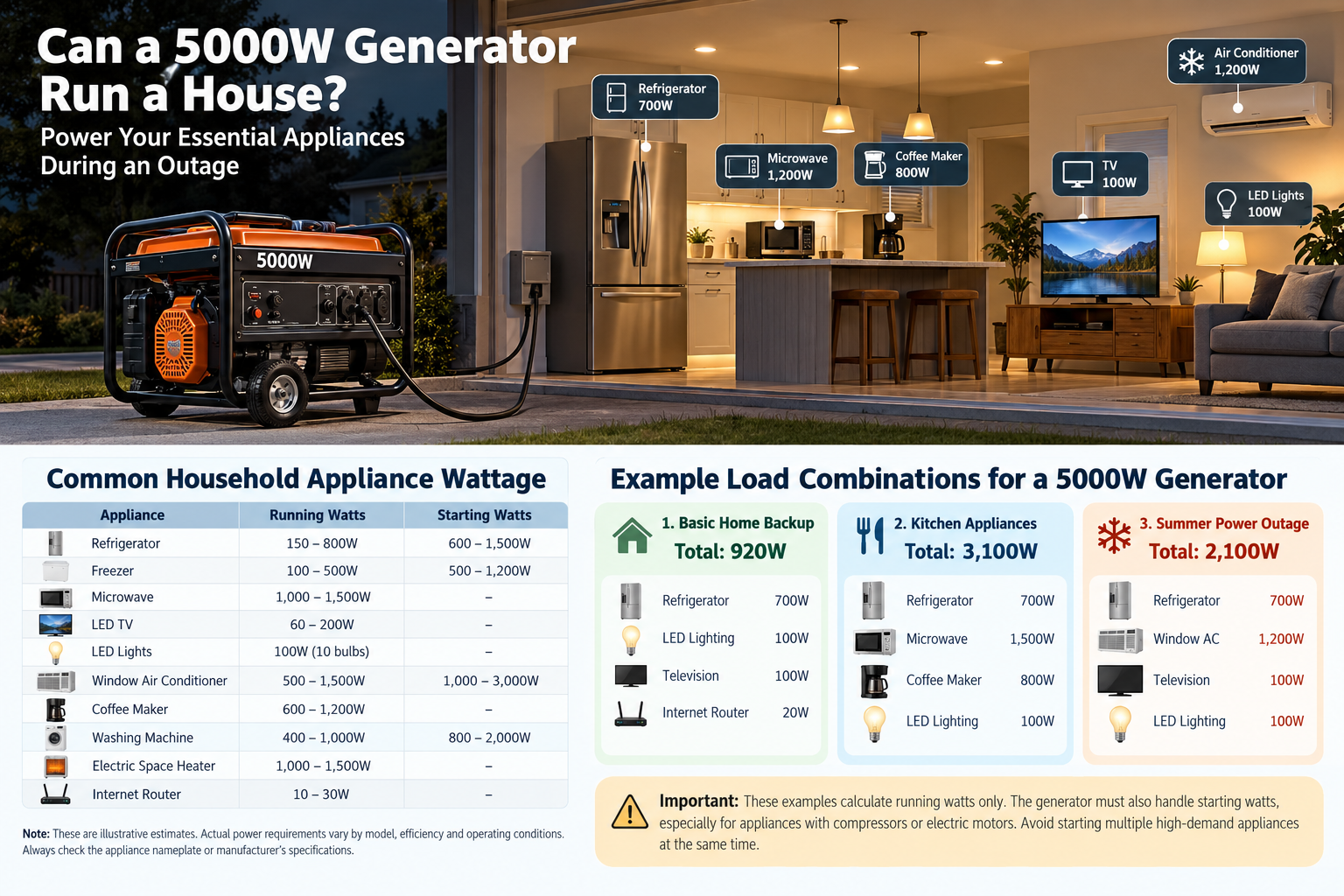 Guia para alimentar sua casa com um gerador de 5.000 watts