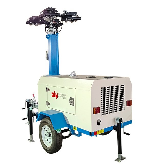 Torre de iluminação LED DLT-10000 6x500W por motor diesel Kohler KDW1003