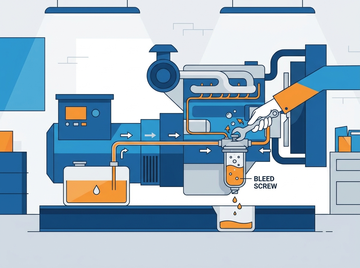 Sangrando um sistema de combust&iacute;vel de gerador a diesel