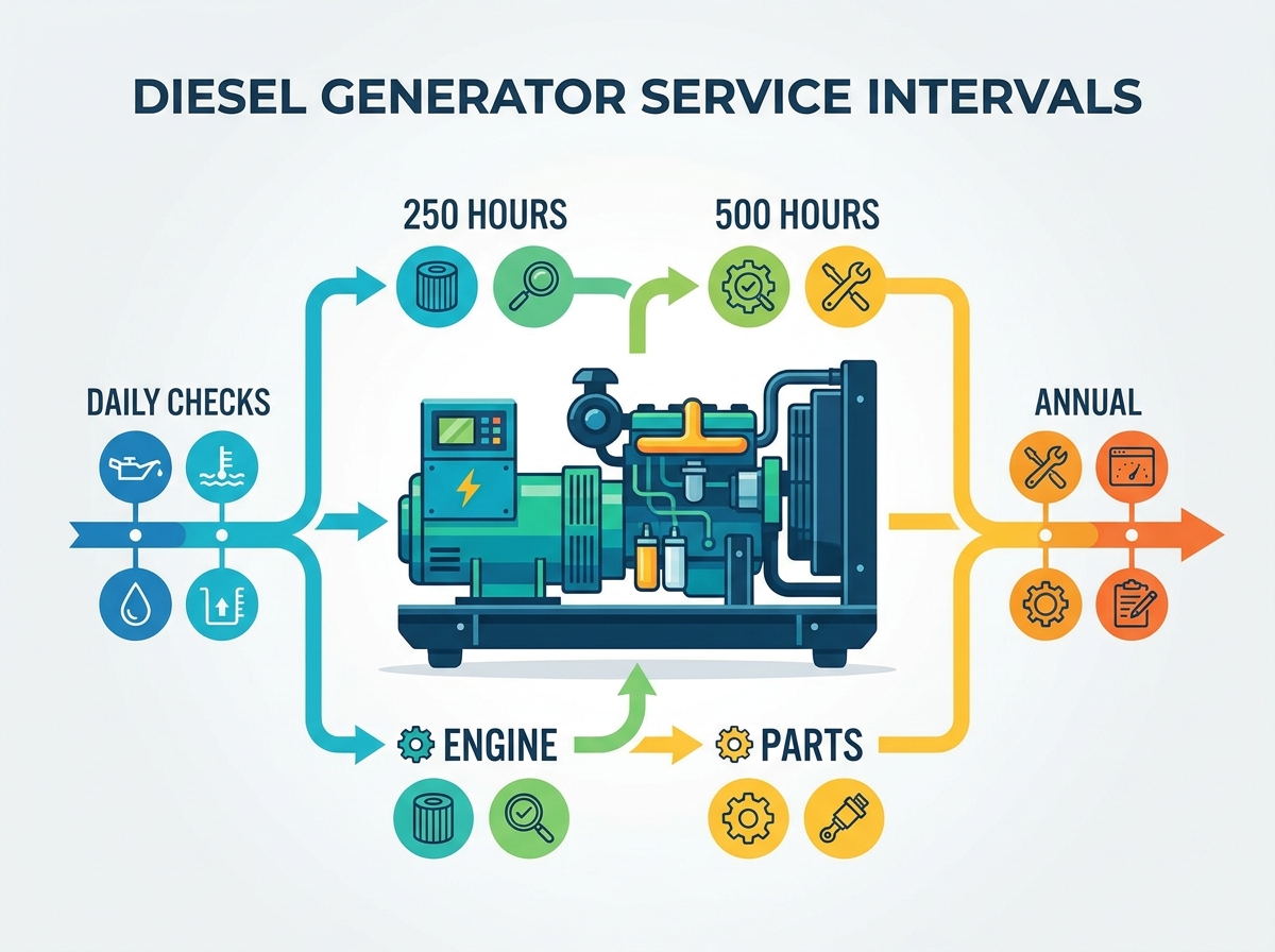 Manuten&ccedil;&atilde;o de geradores a diesel e inspe&ccedil;&atilde;o de intervalos de servi&ccedil;o